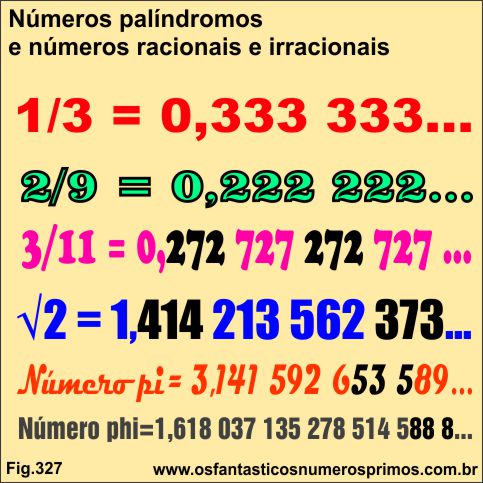 Números palíndromos e números racionais e números irracionais